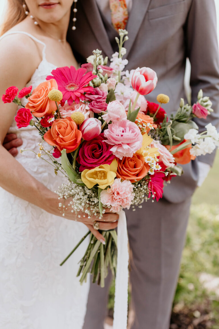 colorful wedding florals