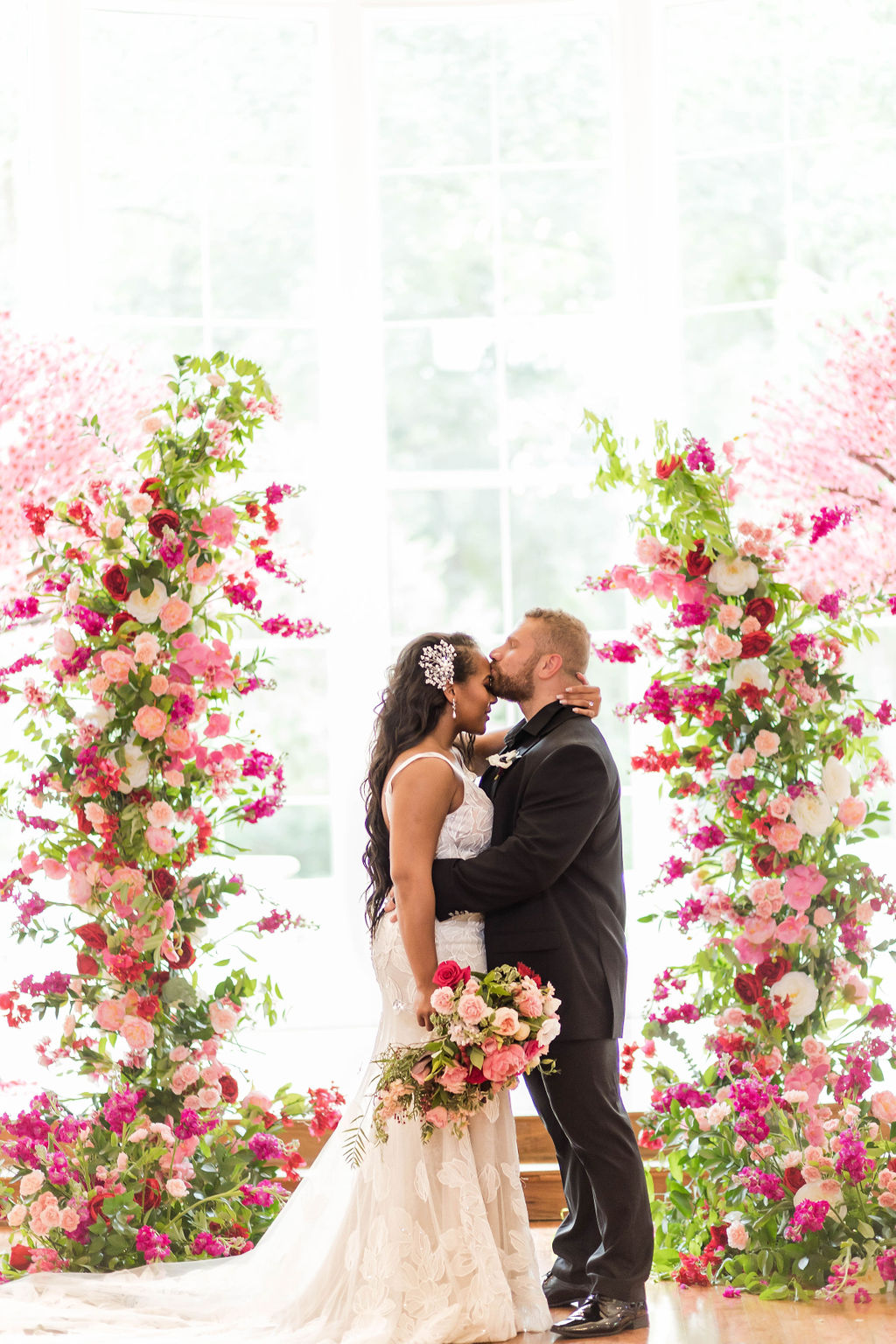 Pink wedding valentines day Chateau venue The Springs in Cypress