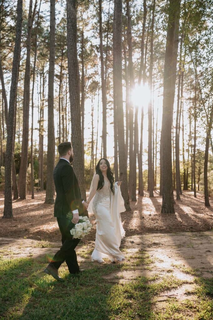 bride and groom get married at The Springs wedding venue in Magnolia Texas